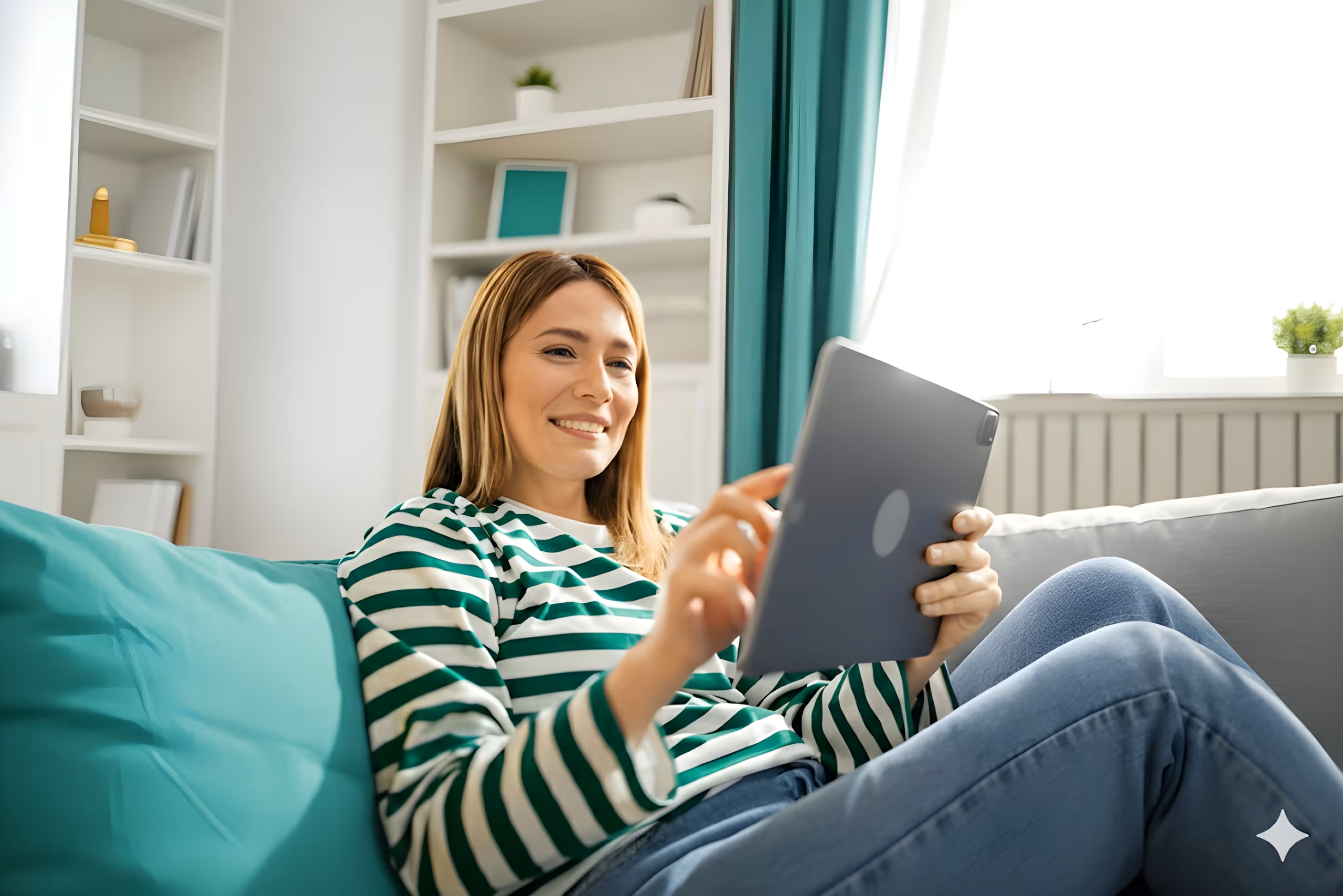 A Woman browsing the Internet